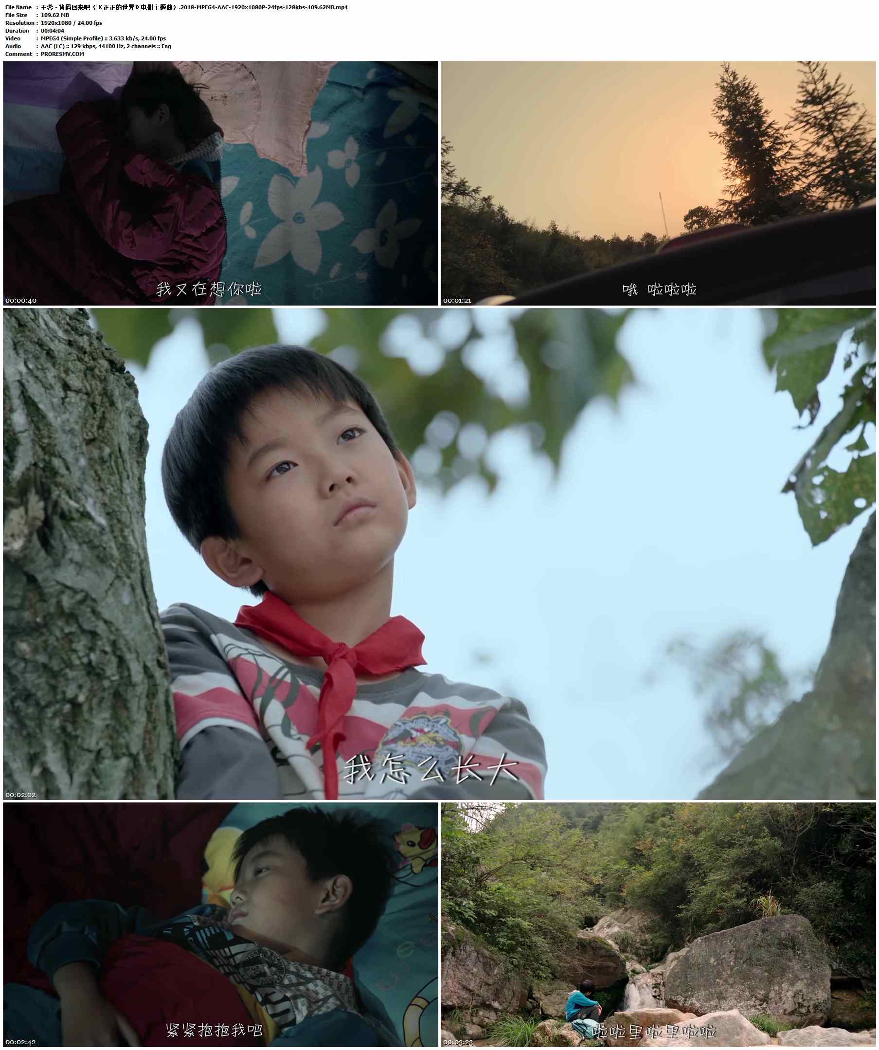 王蓉 - 爸妈回来吧（《正正的世界》电影主题曲）.2018-MPEG4-AAC-1920x1080P-24fps-128kbs-109.62MB官方MV_高清MV